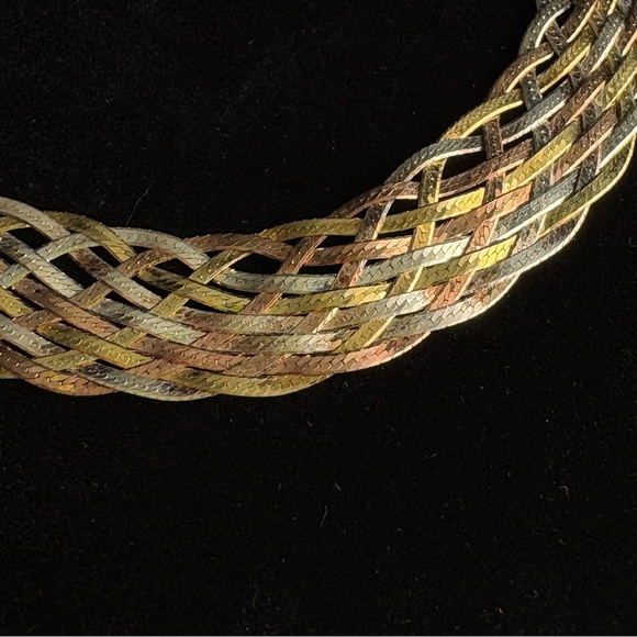 Vintage Sterling silver & Gold Plate Woven Braided Milor Italy Bracelet - Picture 4 of 15